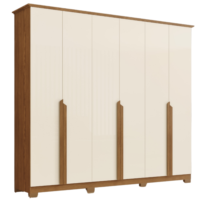Guarda Roupa Casal 6 Portas 235 cm Andreas Nature Off White HENN