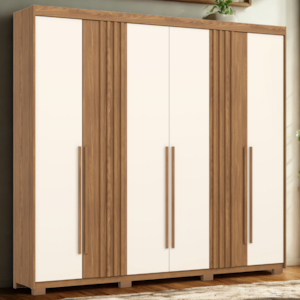 Guarda Roupa Casal 6 Portas 252 cm Norton Nature Off White HENN