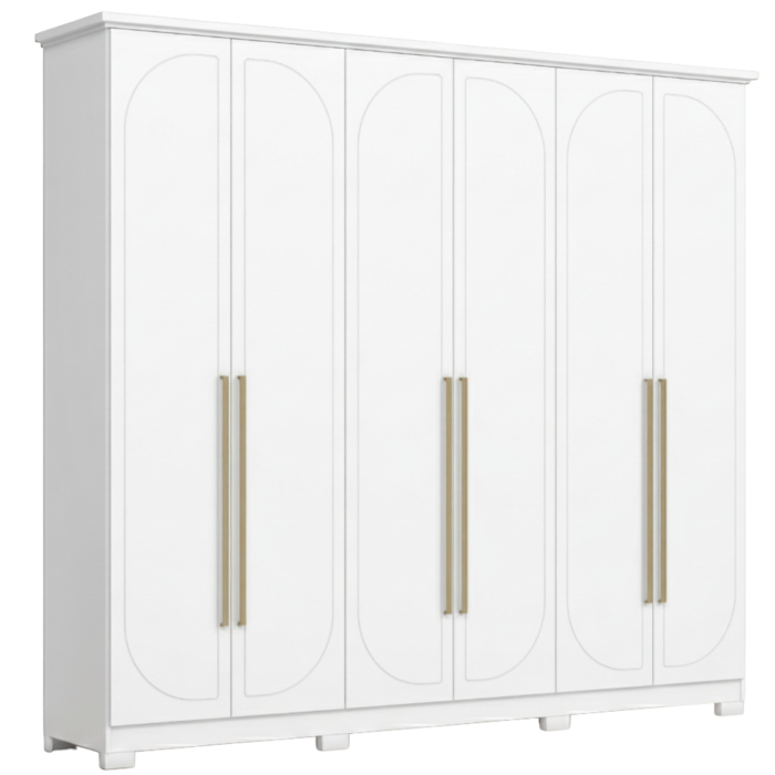 Guarda Roupa Casal 6 Portas 256 cm Americano Prime Branco HP HENN
