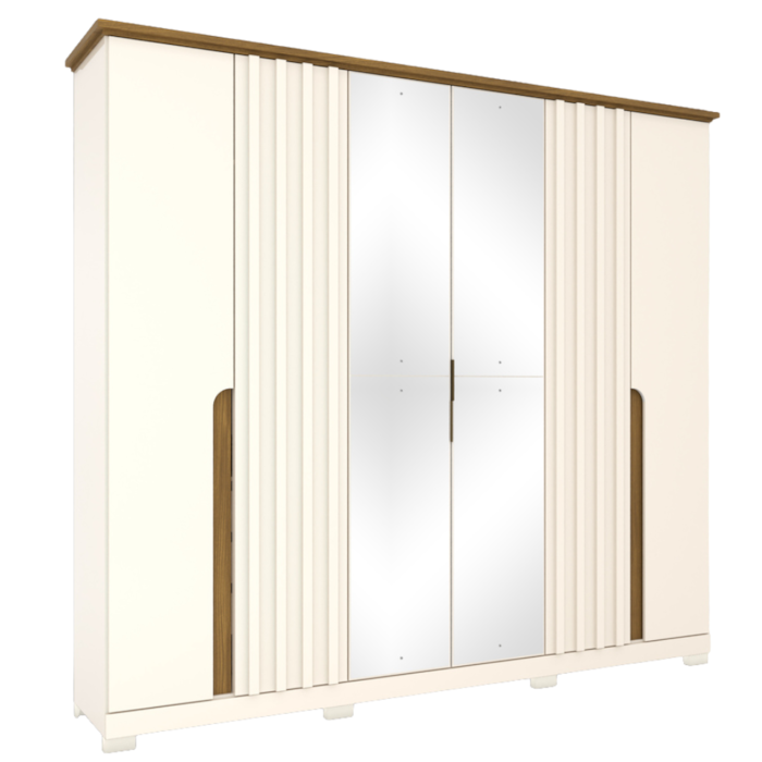 Guarda Roupa Casal 6 Portas 256 cm Napoli Nature Off White HENN