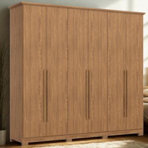 Guarda Roupa Casal 6 Portas 260 cm Leblon Nature HENN