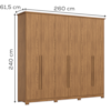 Guarda Roupa Casal 6 Portas 260 cm Leblon Nature HENN