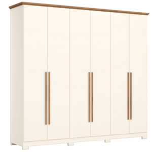 Guarda Roupa Casal 6 Portas 260 cm Leblon Nature Off White HENN