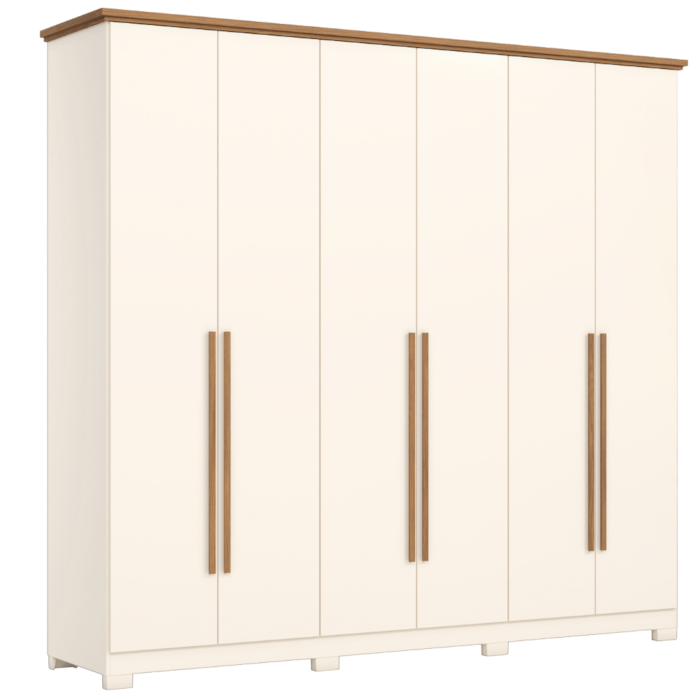 Guarda Roupa Casal 6 Portas 260 cm Leblon Nature Off White HENN