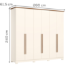 Guarda Roupa Casal 6 Portas 260 cm Leblon Nature Off White HENN