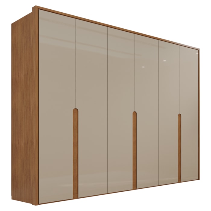 Guarda Roupa Casal 6 Portas 268 cm MDF Lizz Cedro Off White DCASA
