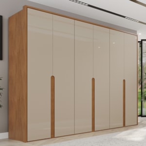 Guarda Roupa Casal 6 Portas 268 cm MDF Lizz Cedro Off White DCASA