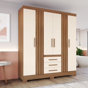 Guarda Roupa Casal 6 Portas 3 Gavetas 160 cm B375 Nature Off White Briz
