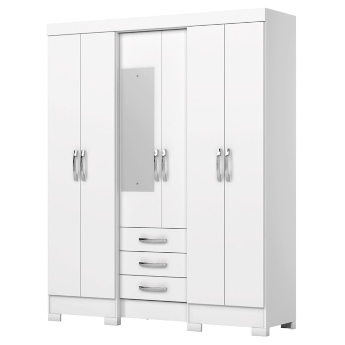 Guarda Roupa Casal 6 Portas 3 Gavetas 163 cm B23 Branco Briz