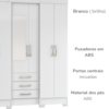 Guarda Roupa Casal 6 Portas 3 Gavetas 163 cm B23 Branco Briz