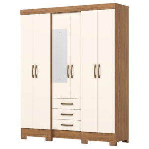 Guarda Roupa Casal 6 Portas 3 Gavetas 163 cm B23 Nature Off White Briz