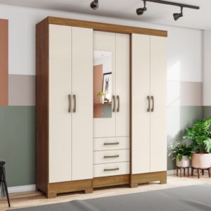 Guarda Roupa Casal 6 Portas 3 Gavetas 163 cm B23 Nature Off White Briz