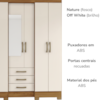 Guarda Roupa Casal 6 Portas 3 Gavetas 163 cm B23 Nature Off White Briz