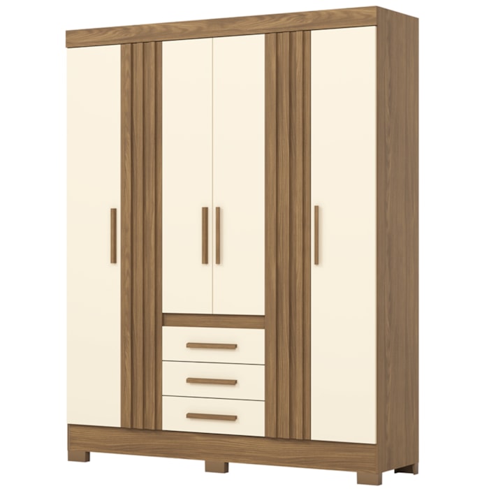Guarda Roupa Casal 6 Portas 4 Gavetas 160 cm B375 Nature Off White Briz