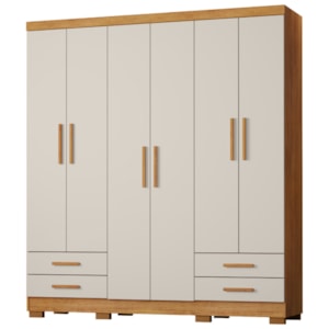 Guarda Roupa Casal 6 Portas 4 Gavetas 182 cm Santiago Cedro Areia RUDK