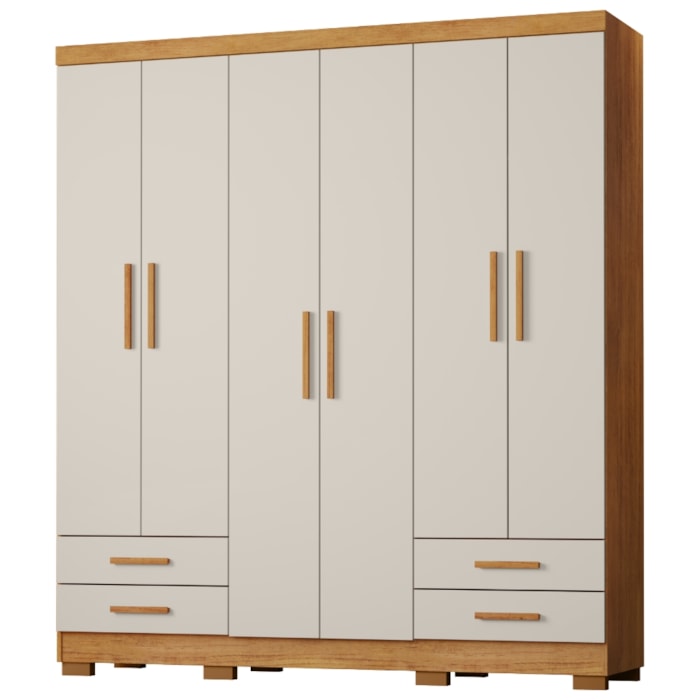 Guarda Roupa Casal 6 Portas 4 Gavetas 182 cm Santiago Cedro Areia RUDK