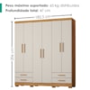 Guarda Roupa Casal 6 Portas 4 Gavetas 182 cm Santiago Cedro Areia RUDK