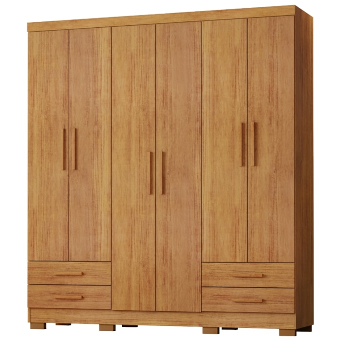 Guarda Roupa Casal 6 Portas 4 Gavetas 182 cm Santiago Cedro RUDK