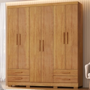 Guarda Roupa Casal 6 Portas 4 Gavetas 182 cm Santiago Cedro RUDK