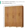 Guarda Roupa Casal 6 Portas 4 Gavetas 182 cm Santiago Cedro RUDK