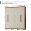 Guarda Roupa Casal 6 Portas 4 Gavetas 201 cm Porto Bello Cedro Areia RUDK