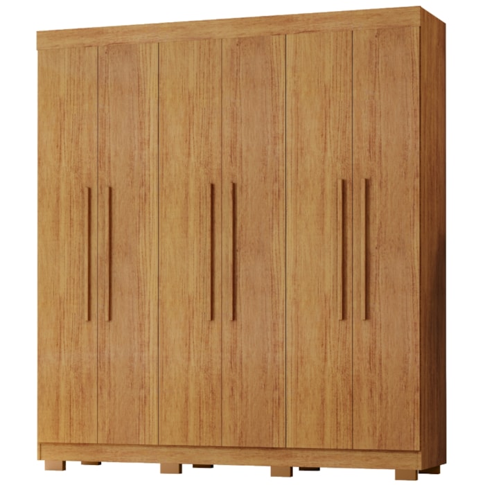 Guarda Roupa Casal 6 Portas 4 Gavetas 201 cm Porto Bello Cedro RUDK