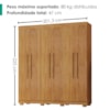 Guarda Roupa Casal 6 Portas 4 Gavetas 201 cm Porto Bello Cedro RUDK