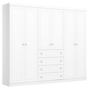 Guarda Roupa Casal 6 Portas 4 Gavetas 262 cm Americano Branco HP HENN
