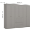 Guarda Roupa Casal 6 Portas 4 Gavetas 262 cm Americano Cinza HENN