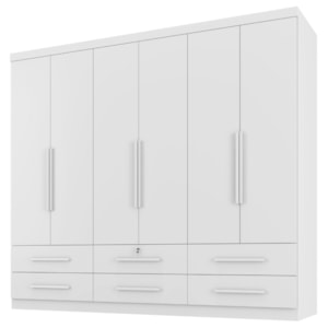 Guarda Roupa Casal 6 Portas 6 Gavetas Mari 230 cm Branco Absoluto ZANZ