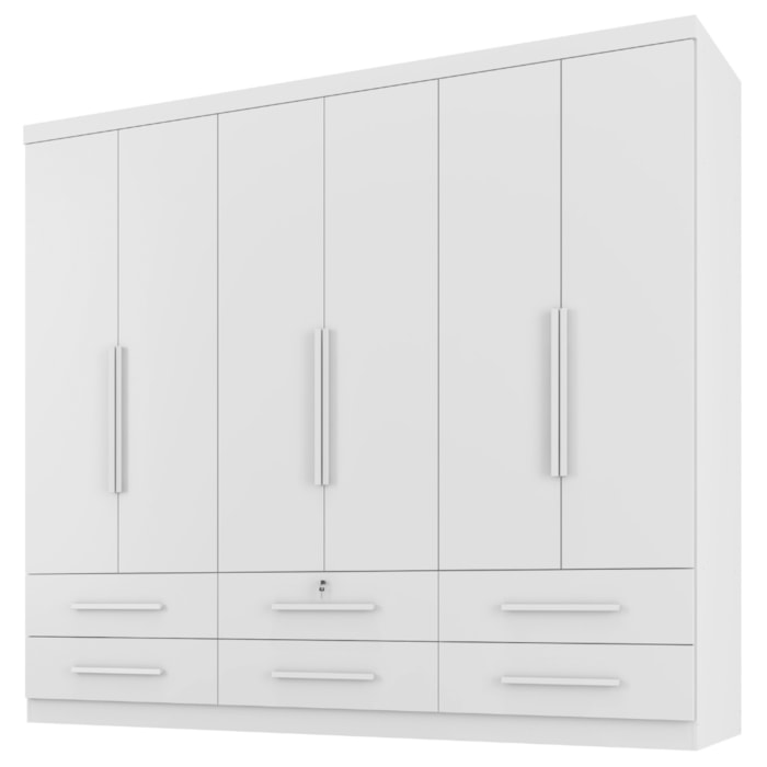 Guarda Roupa Casal 6 Portas 6 Gavetas Mari 230 cm Branco Absoluto ZANZ