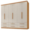 Guarda Roupa Casal 6 Portas 6 Gavetas Mari 230 cm Cinamomo Areia ZANZ