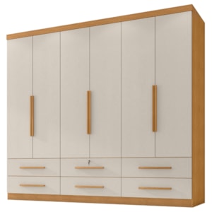 Guarda Roupa Casal 6 Portas 6 Gavetas Mari 230 cm Cinamomo Areia ZANZ