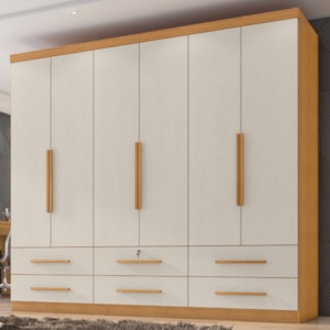 Guarda Roupa Casal 6 Portas 6 Gavetas Mari 230 cm Cinamomo Areia ZANZ