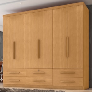 Guarda Roupa Casal 6 Portas 6 Gavetas Mari 230 cm Cinamomo ZANZ