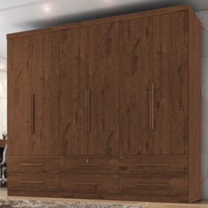 Guarda Roupa Casal 6 Portas 6 Gavetas Mari 230 cm Jacaranda ZANZ