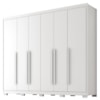 Guarda Roupa Casal 6 Portas 6 Gavetas MDF Platina 236 cm Branco Absoluto ZANZ