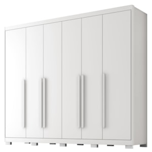 Guarda Roupa Casal 6 Portas 6 Gavetas MDF Platina 236 cm Branco Absoluto ZANZ