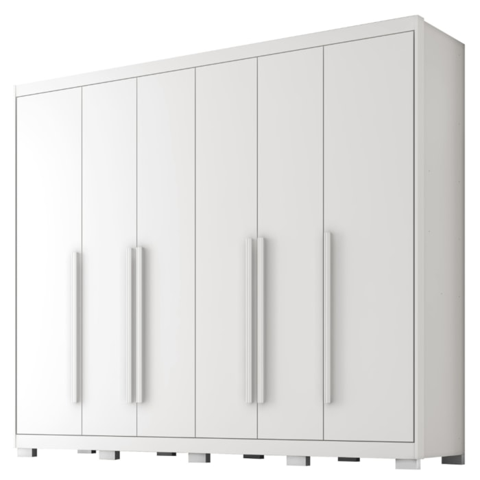 Guarda Roupa Casal 6 Portas 6 Gavetas MDF Platina 236 cm Branco Absoluto ZANZ