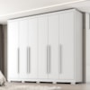 Guarda Roupa Casal 6 Portas 6 Gavetas MDF Platina 236 cm Branco Absoluto ZANZ