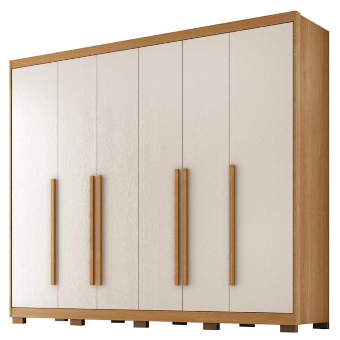 Guarda Roupa Casal 6 Portas 6 Gavetas MDF Platina 236 cm Cinamomo Areia ZANZ
