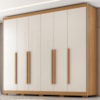 Guarda Roupa Casal 6 Portas 6 Gavetas MDF Platina 236 cm Cinamomo Areia ZANZ