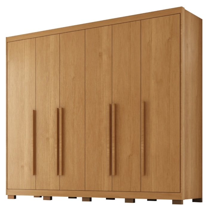 Guarda Roupa Casal 6 Portas 6 Gavetas MDF Platina 236 cm Cinamomo ZANZ