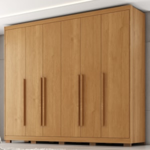 Guarda Roupa Casal 6 Portas 6 Gavetas MDF Platina 236 cm Cinamomo ZANZ