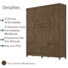 Guarda Roupa Casal 6 Portas 9123 Castanho Wood Moval