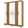 Guarda Roupa Casal 6 Portas Com Espelho 163 cm BE313 Nature Off White Briz