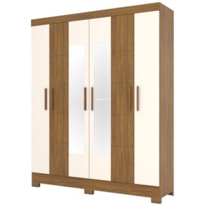 Guarda Roupa Casal 6 Portas Com Espelho 163 cm BE313 Nature Off White Briz