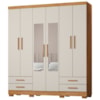 Guarda Roupa Casal 6 Portas Com Espelho 182 cm Santiago Cedro Areia RUDK