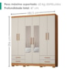 Guarda Roupa Casal 6 Portas Com Espelho 182 cm Santiago Cedro Areia RUDK