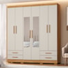 Guarda Roupa Casal 6 Portas Com Espelho 182 cm Santiago Cedro Areia RUDK